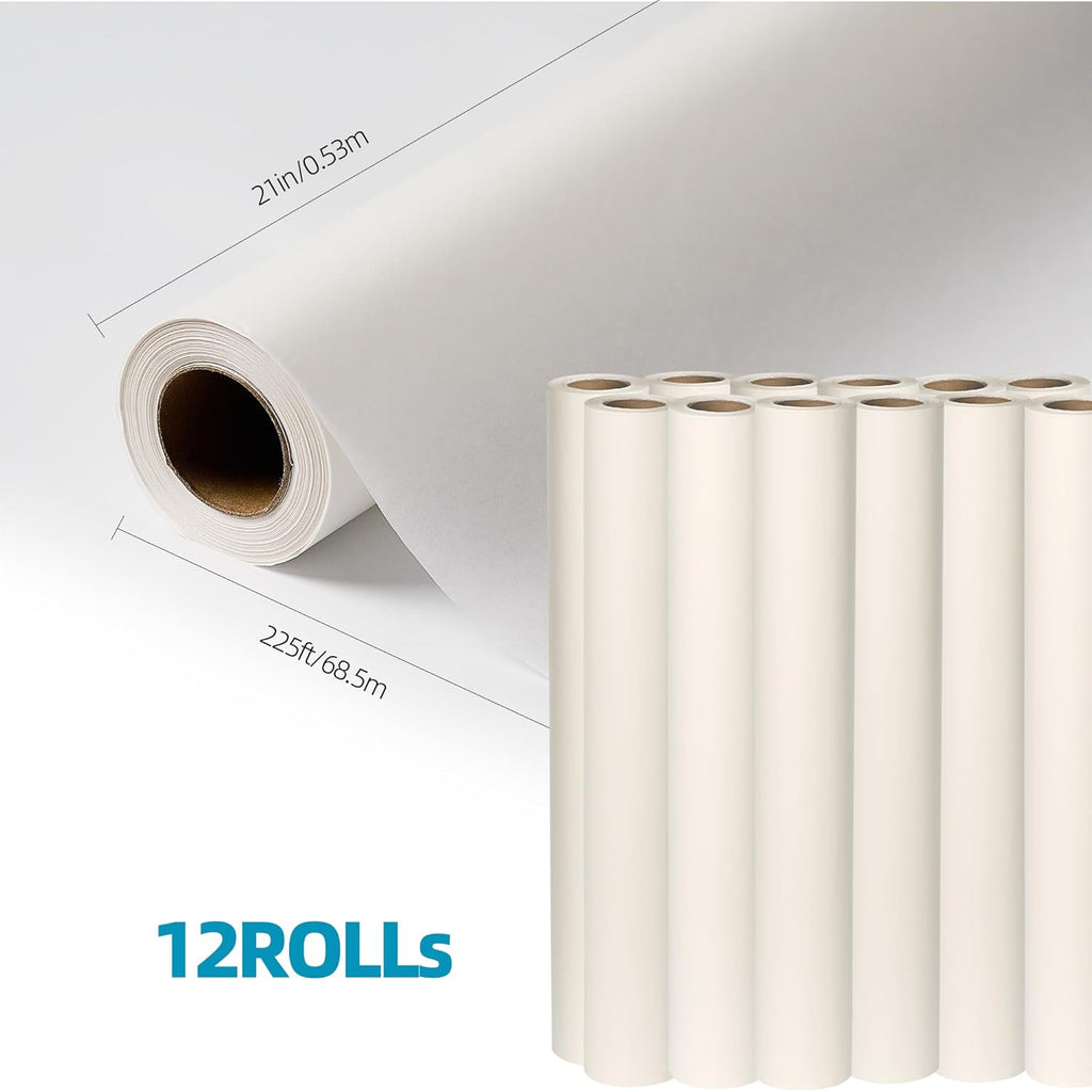 Exam Table Paper - New Upgrade Barrier Protection, 21" x 225ft, Smooth White Case of 12 Rolls - Hygienic, Disposable