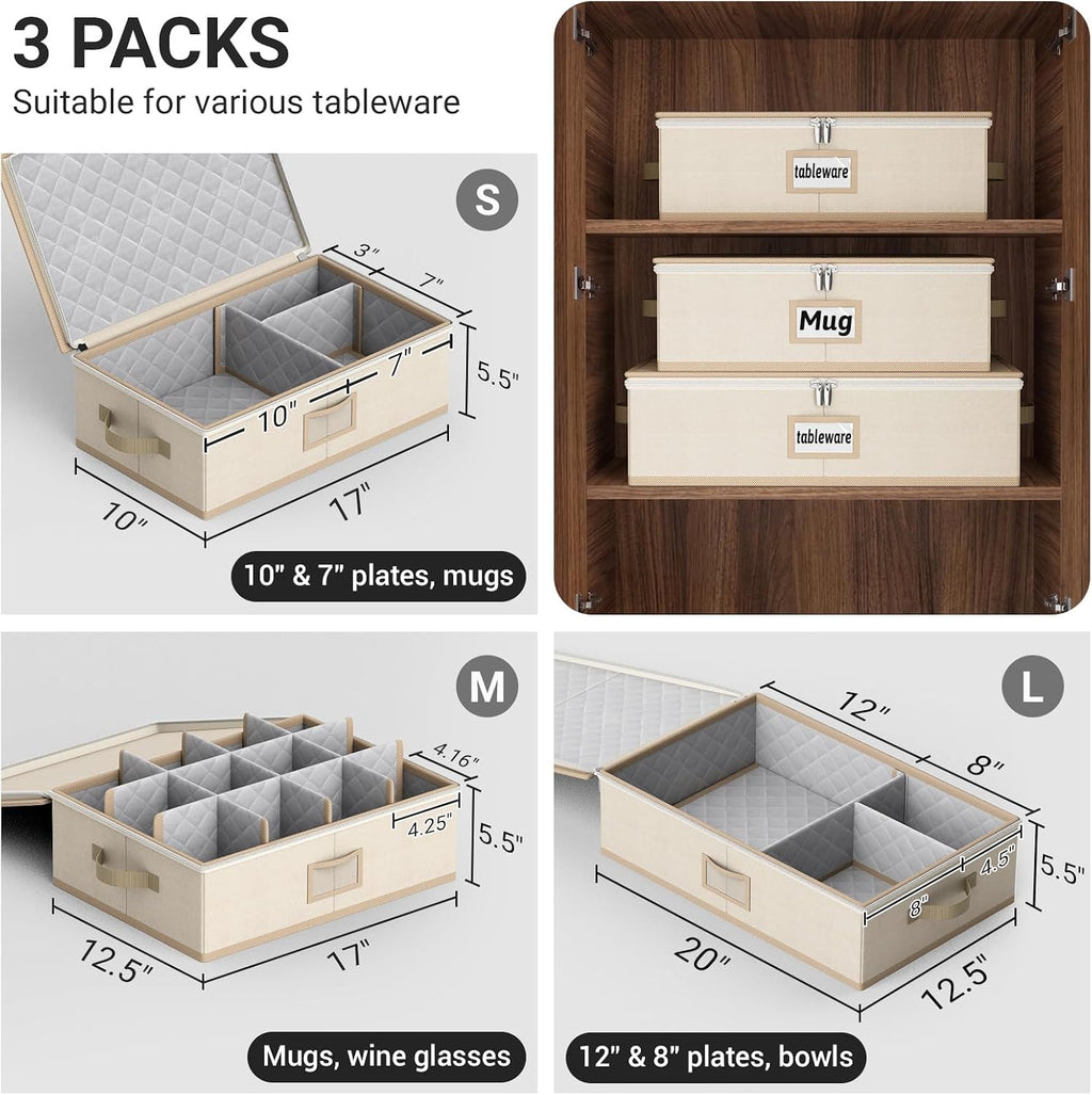 Large Capacity China Storage Containers Hard Shell Plate Storage Containers, Kitchen Packing Moving Boxes for Dishes