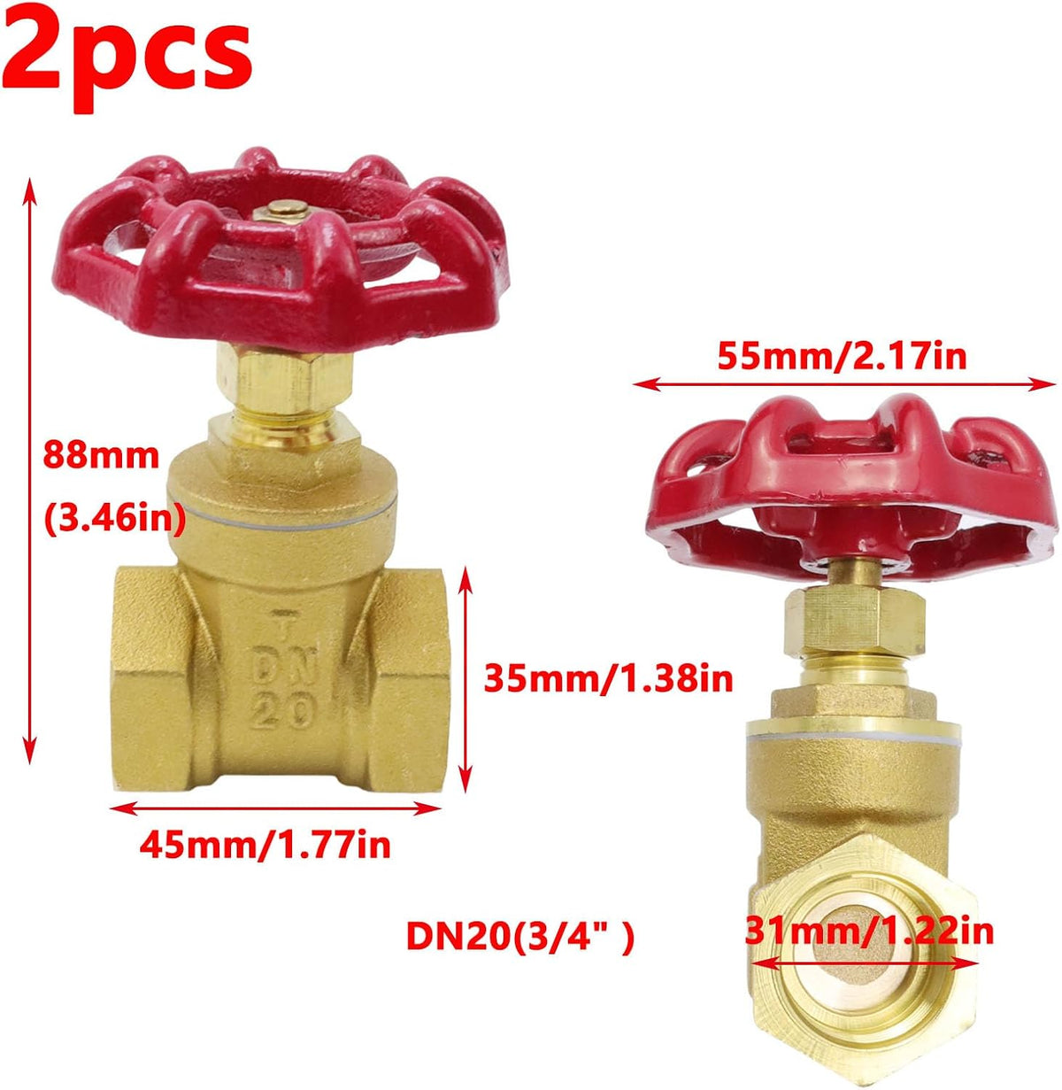 Antrader 3/4" Gate Valve Brass,Manual Rotary Sluice Valve with Wheel Handle