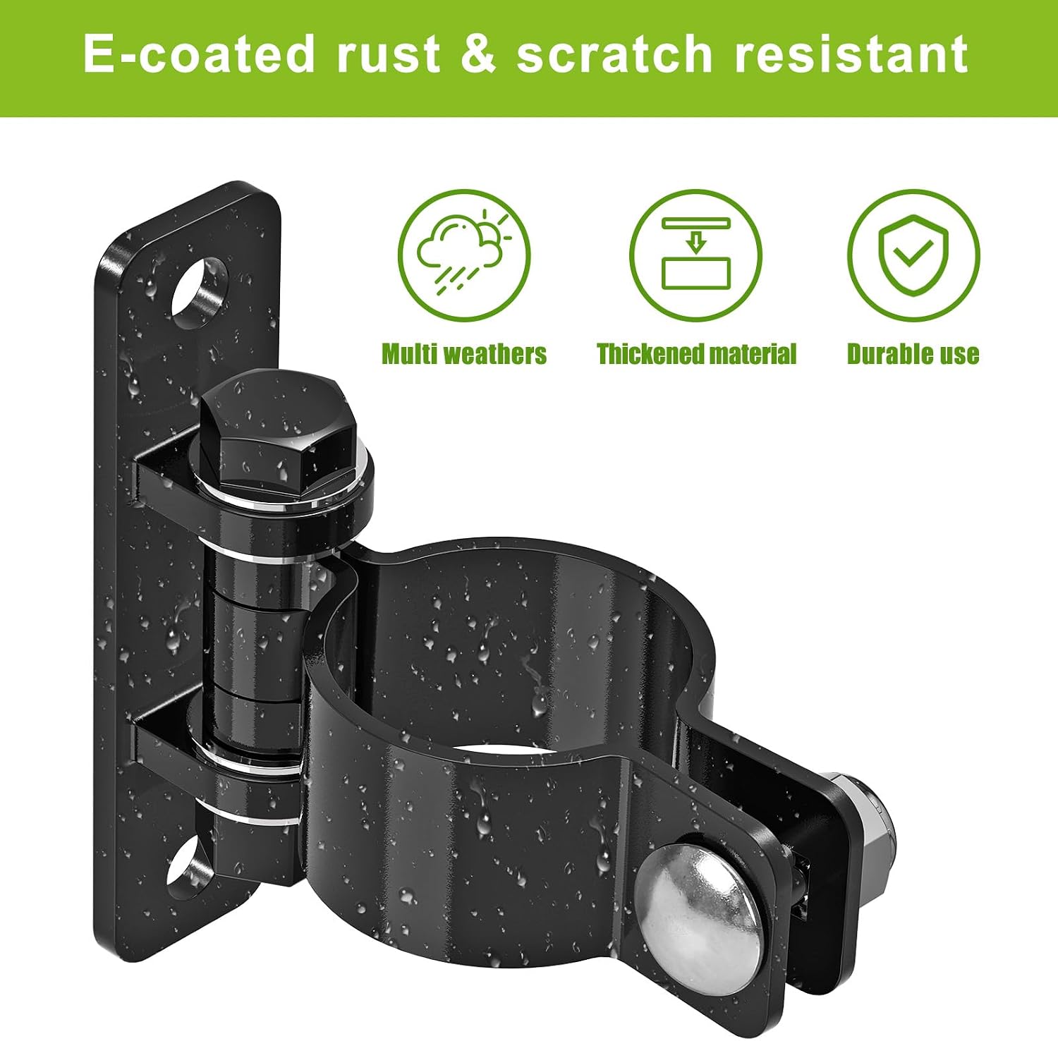 Gate Hinges Heavy Duty Carbon Steel Chain Link Fence Parts Electroplated Finish, Removable Bolts for Wall Mount, Fits