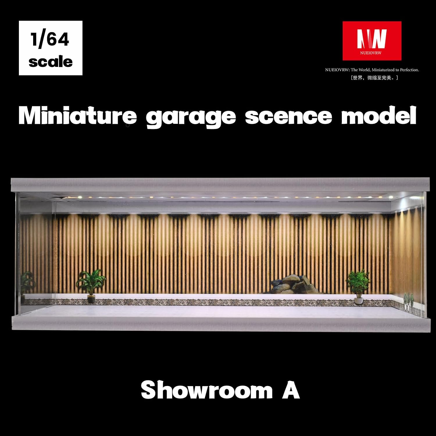 Diorama 1:64 Display Case for Hot Wheels Matchbox Mini GT Diecast Cars | Stackable 1/64 3-Color LED Car Garage