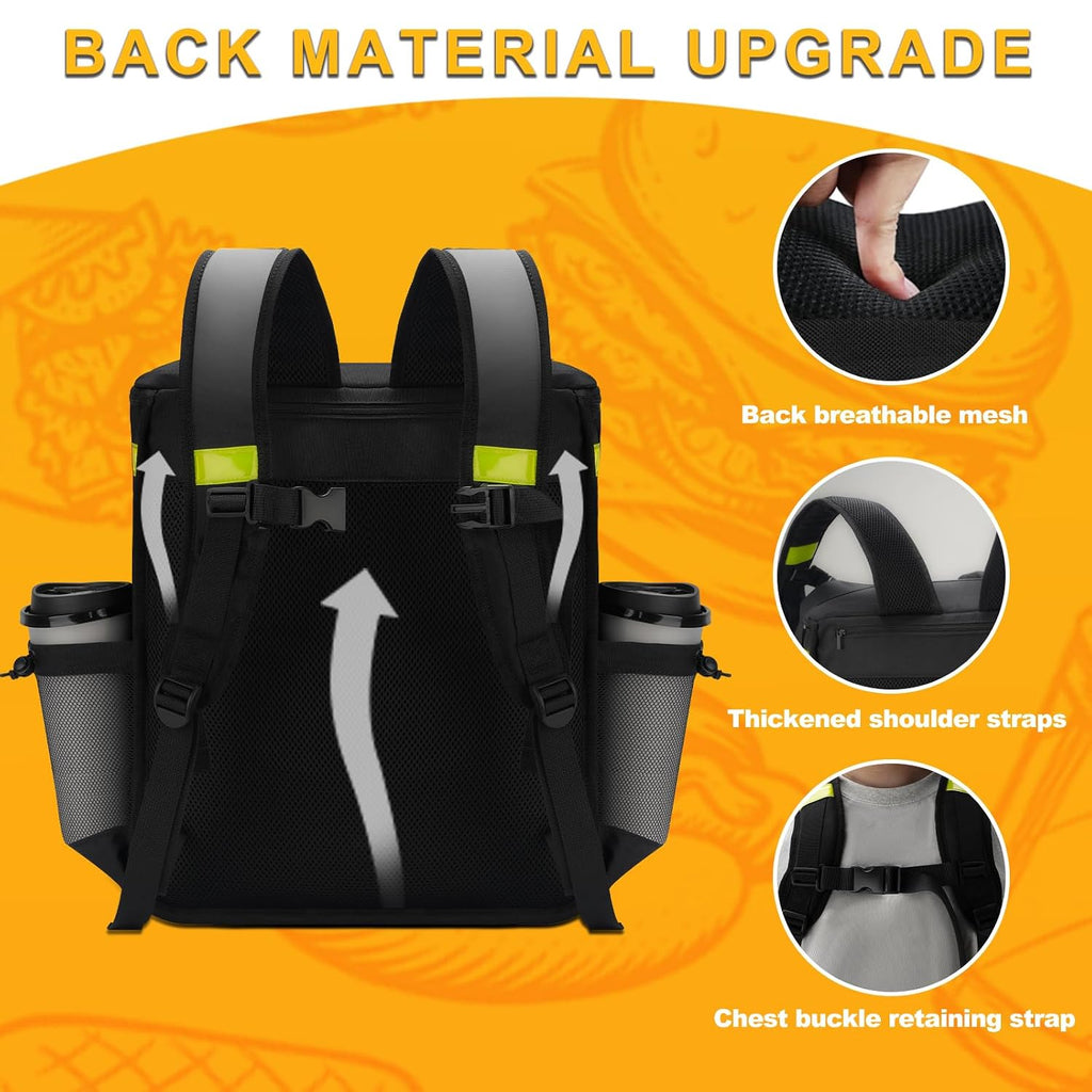 XX-Large Food Delivery Backpack, Delivery Bag with Reflective Strip