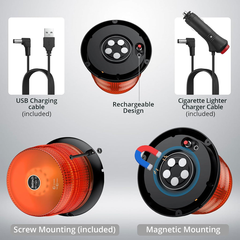 72 LED Remote Strobe Light Rechargeable Magnetic Emergency Flashing Warning Lights with 6 Flash Modes & IP65