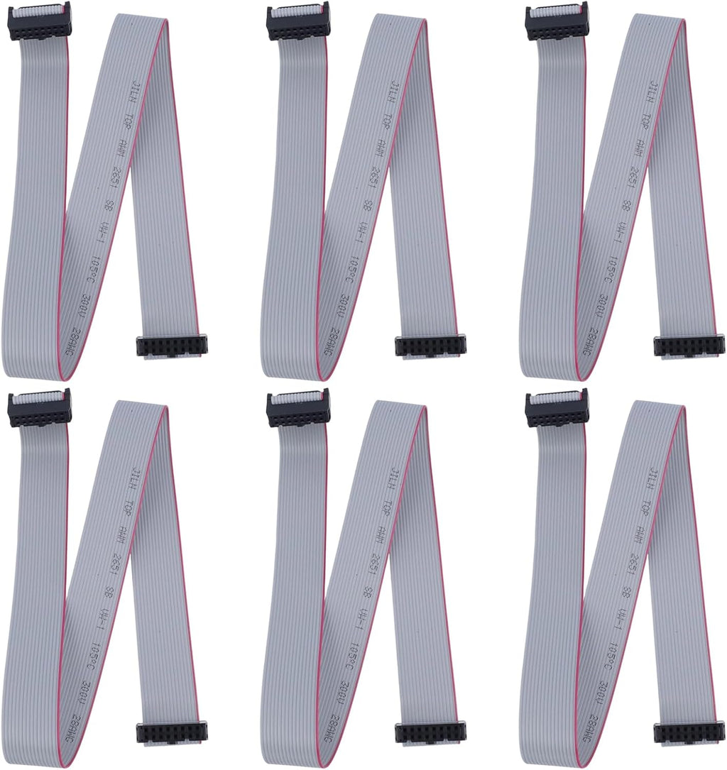 Antrader 16-Pin IDC Connector Flat Ribbon Cable,45cm/17.7in Length 6 Pieces