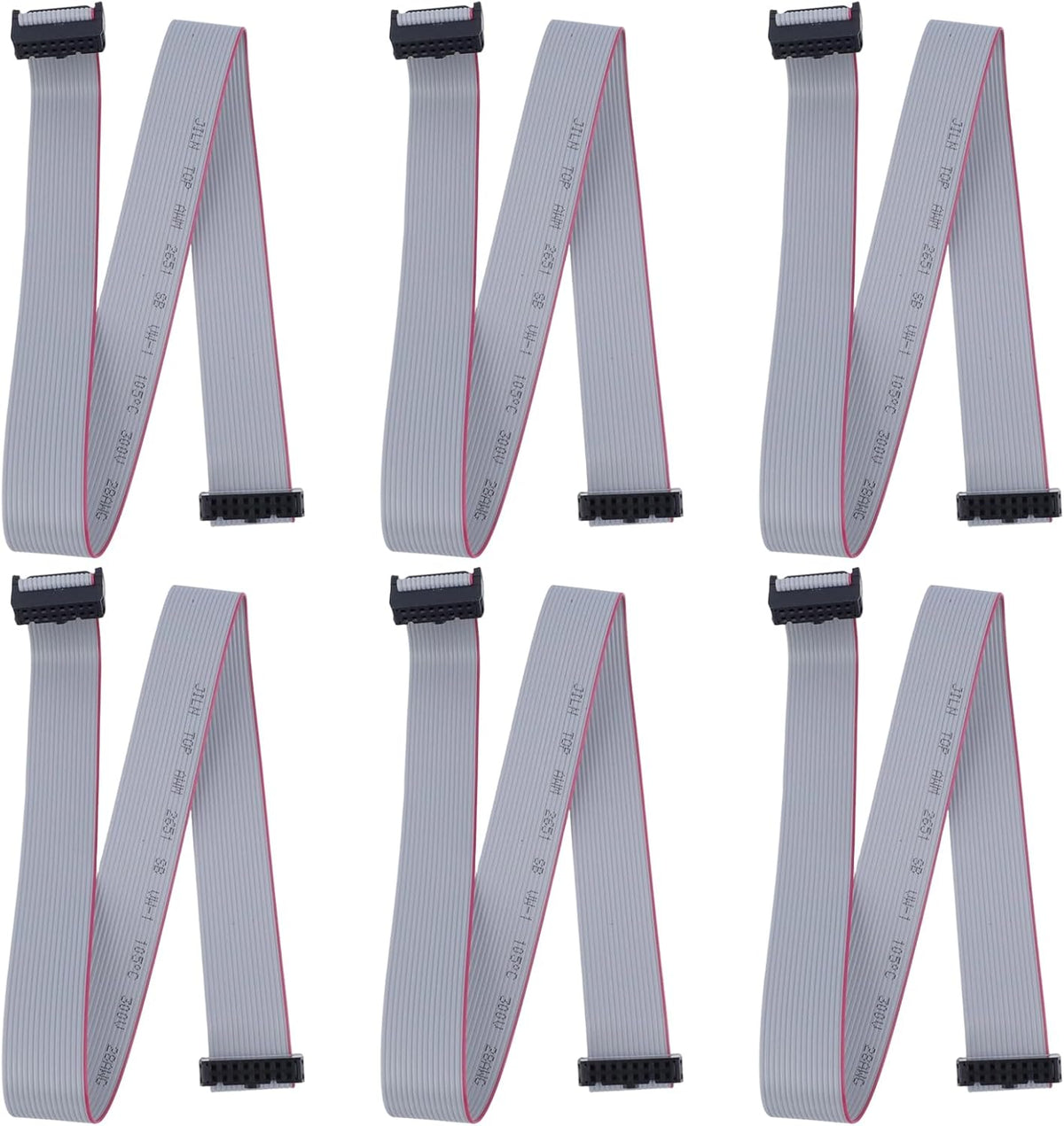 Antrader 16-Pin IDC Connector Flat Ribbon Cable,45cm/17.7in Length 6 Pieces