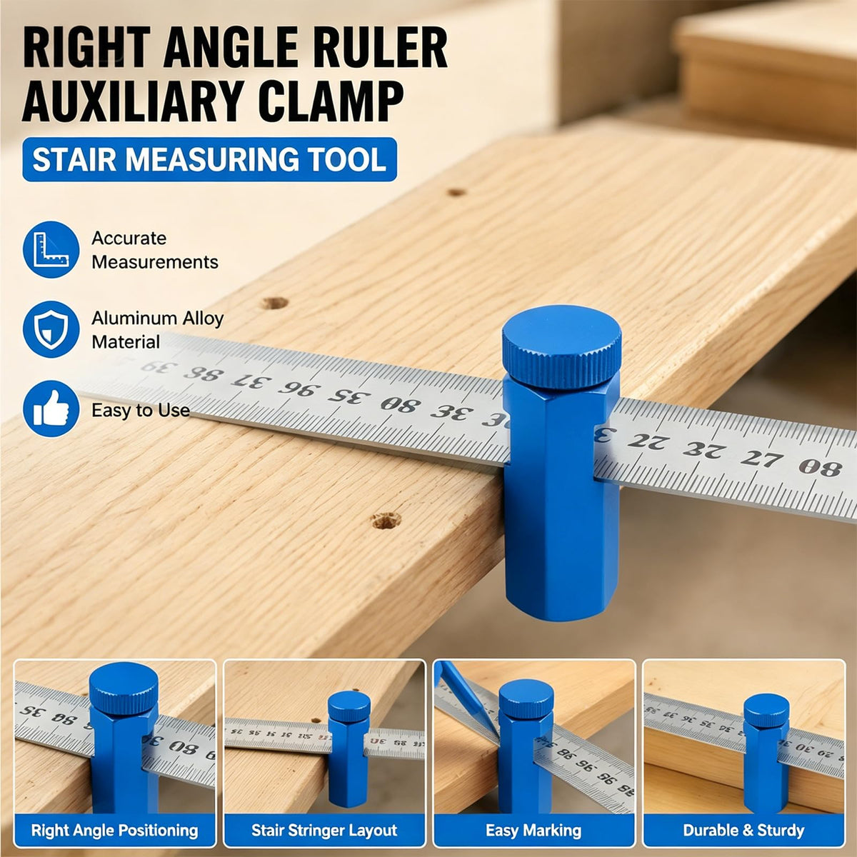 Tall Stair Gauges for Framing Square, Framing Jig for Speed Square, Blue