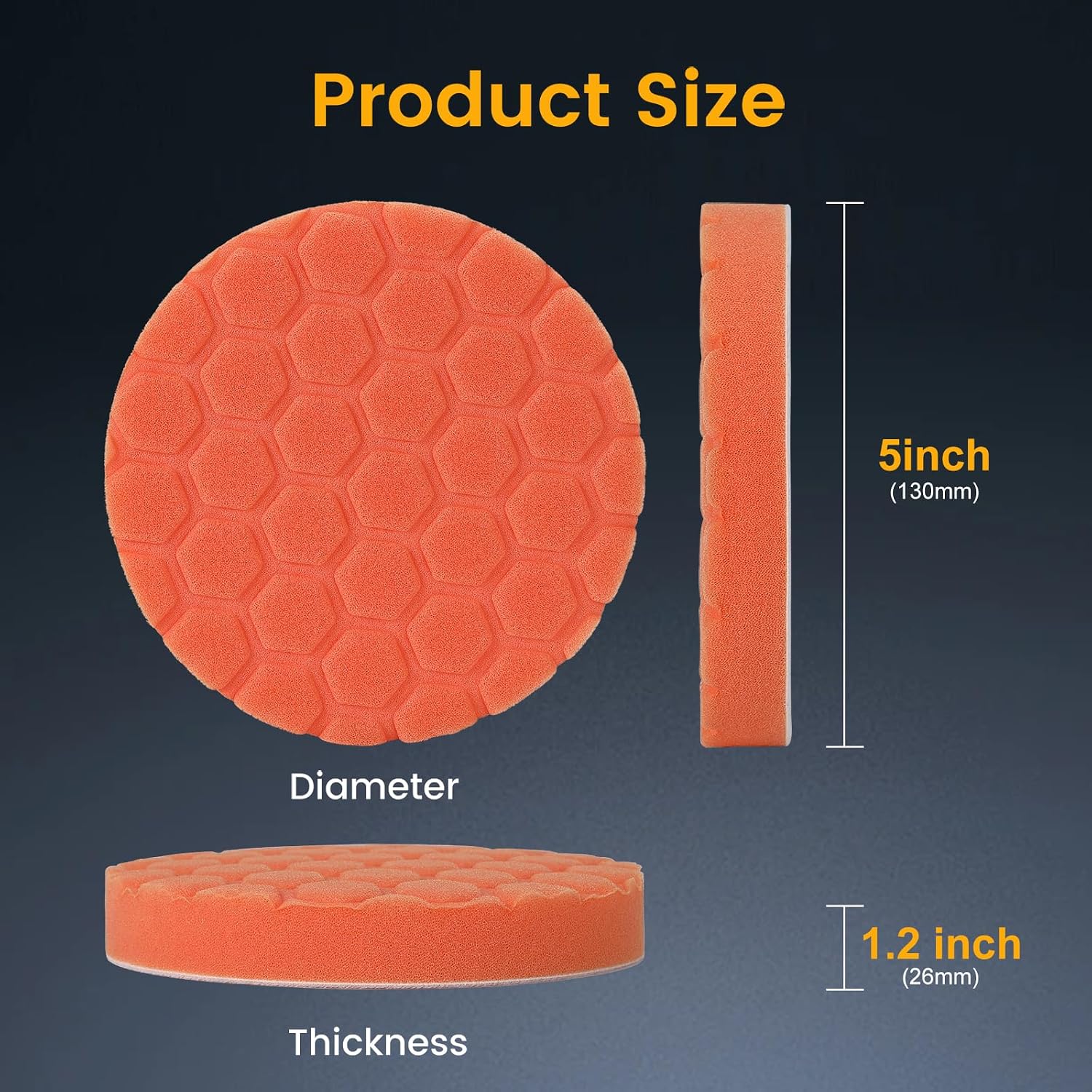 Buffing Polishing Pads 5 Inch - 7Pcs Car Buffer Foam Pad Kit with Hook and Loop, Compound Cutting Sponge and Wool Pad