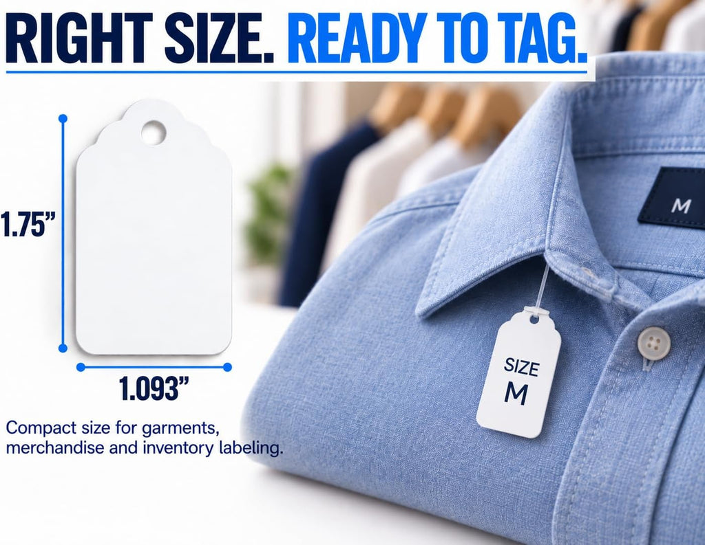 Price Tags, 1000 White Unstrung Tags, 1.75 x 1.09 in