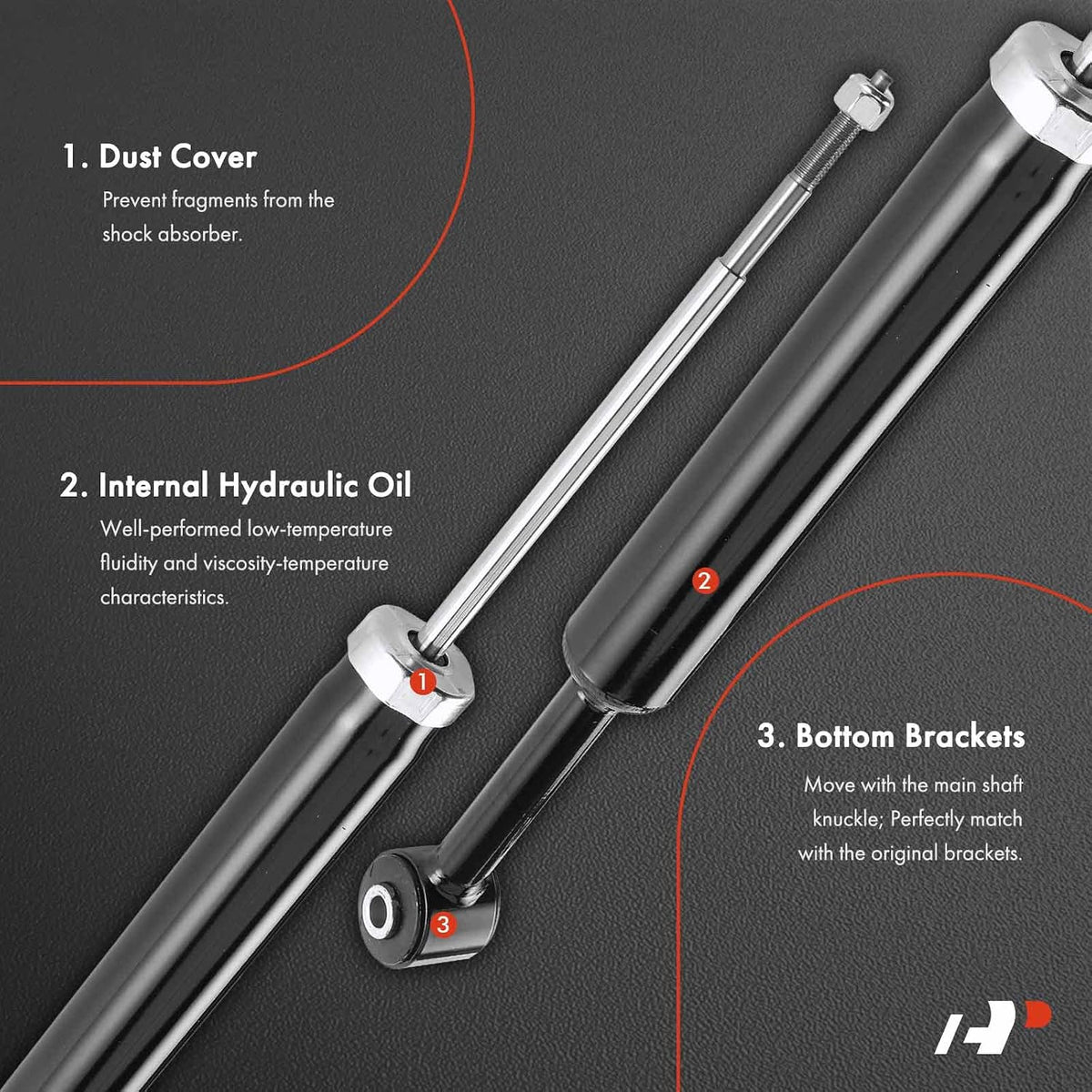 A-Premium Rear Shock Absorbers, Set of 2 - Compatible with Dodge, Chrysler