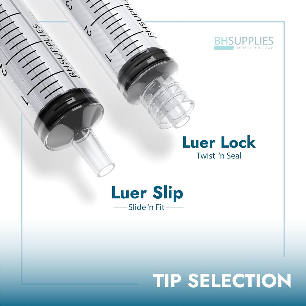 10ml Luer Lock Tip Syringes (No Needle) - Sterile, Individually Wrapped - 100 Syringes