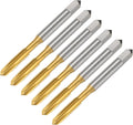 uxcell 6pcs 1/4-20 UNC B2 Spiral Point Thread Tap, Screw Tap Threading Tapping Tool, Titanium Coated 6542 High Speed Steel Machine Taps Tapping Bit
