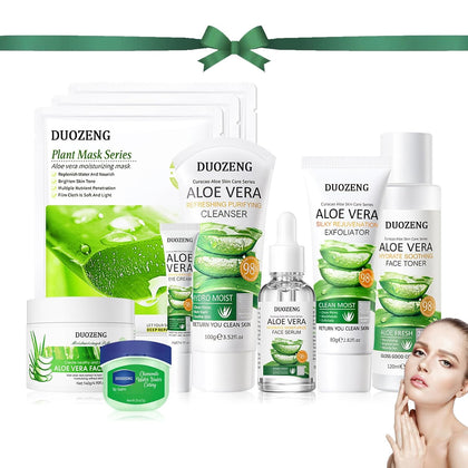 Skin Care Kit,Skincare Gift Set with Facial Cleanser,Toner,Serum,Eye Cream, Face Cream,Exfoliating Gel,Sleeping Lip