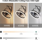 Plug In Wall Mount Fan, 20 Inch Wall Mount Fan with Light, LED Frame