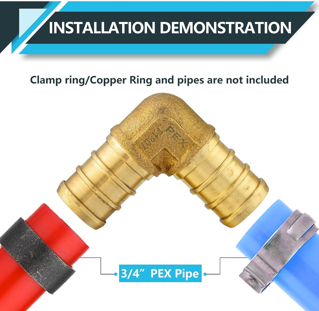 10Pack Seelink PEX Fittings, 3/4 Inch Pex 90 Degree Elbow(PEX1807057-10)