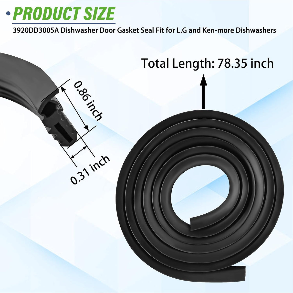 3920DD3005H Dishwasher Door Gasket Seal Fit for L.G LDF7774BD LDF7774ST