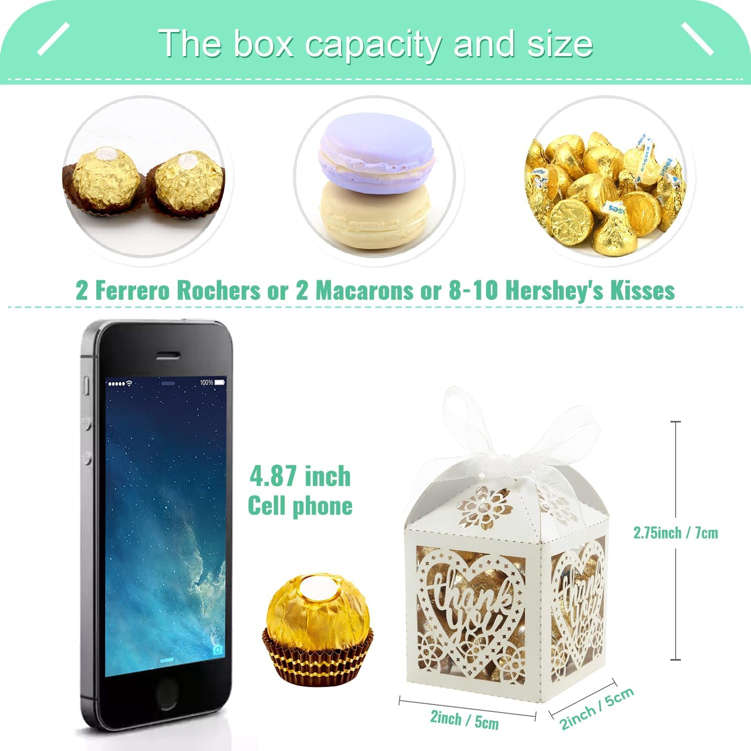 Laser Cut Boxes, 100pcs Thank You Gift Boxes Wedding Party Favor Boxes Lace Candy Boxes for Wedding Bridal Shower