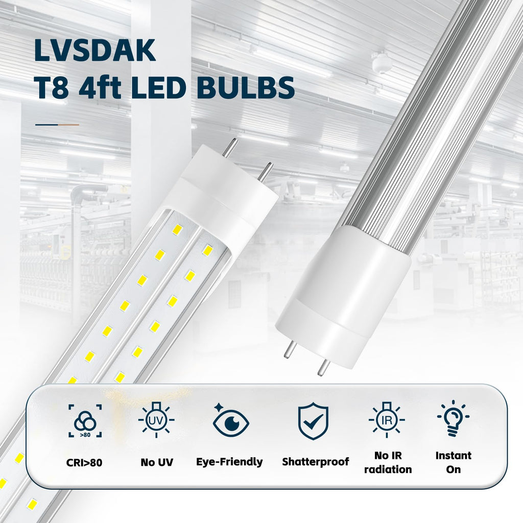 T8 Led Bulbs 4 Foot, 5000K 45W 5850LM 24-Pack
