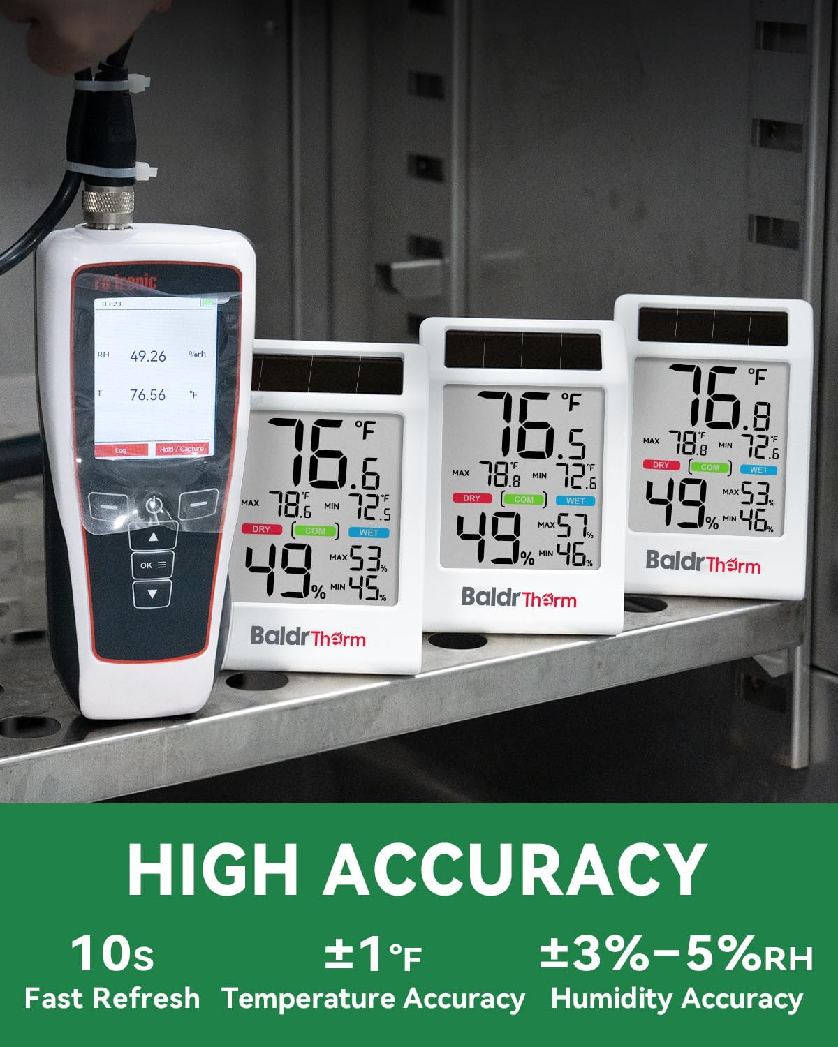 Solar Indoor Thermometer Hygrometer, Max/Min, Comfort Meter (3 Pack)
