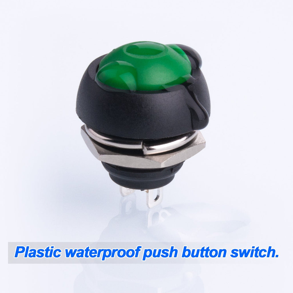15PCS 12mm Waterproof Momentary ON-Off Push Button Switch, 5 Colors