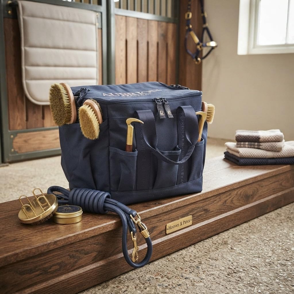 Aubrion Large Equestrian Grooming Kit Bag - Navy Blue Horse Grooming Organizer Default Title