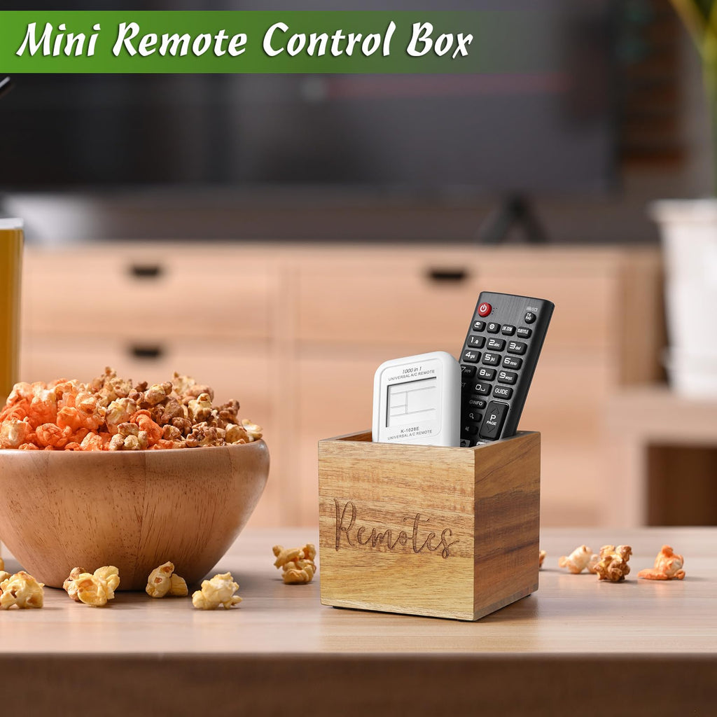 Remote Control Holder, Wood TV Remote Holder, Remote Storage Caddy, Remote Control Organizer (Acacia, 1 Slot)
