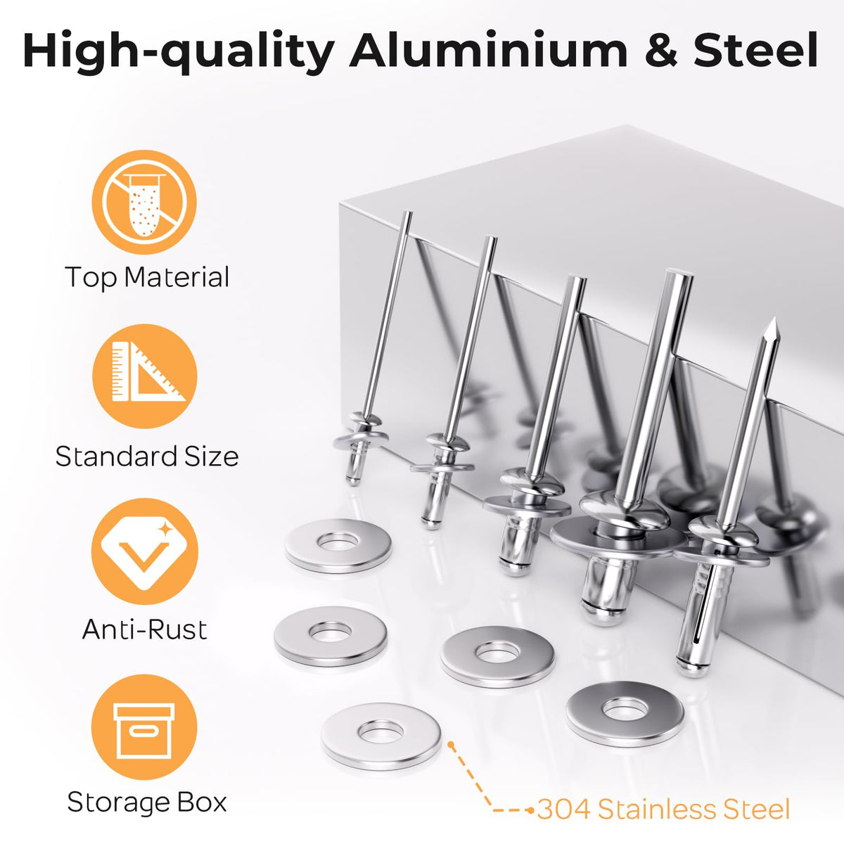 1200PCS Pop Rivets & Trifold Rivets Assortment Kit with Washers