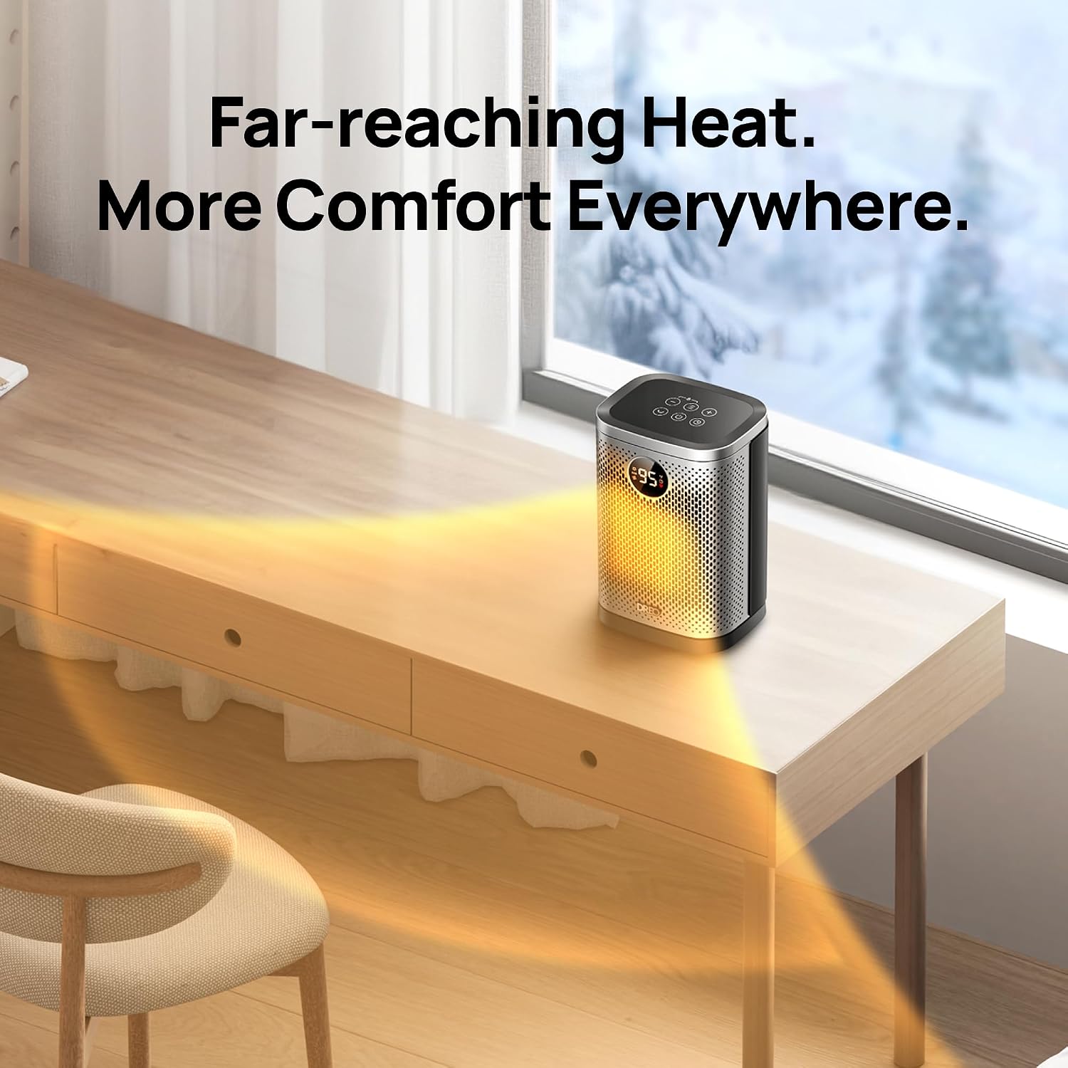 Space Heater for Indoor, Portable Heater, 1500W Compact Ceramic Convection Electric Space Heater,70°Oscillating
