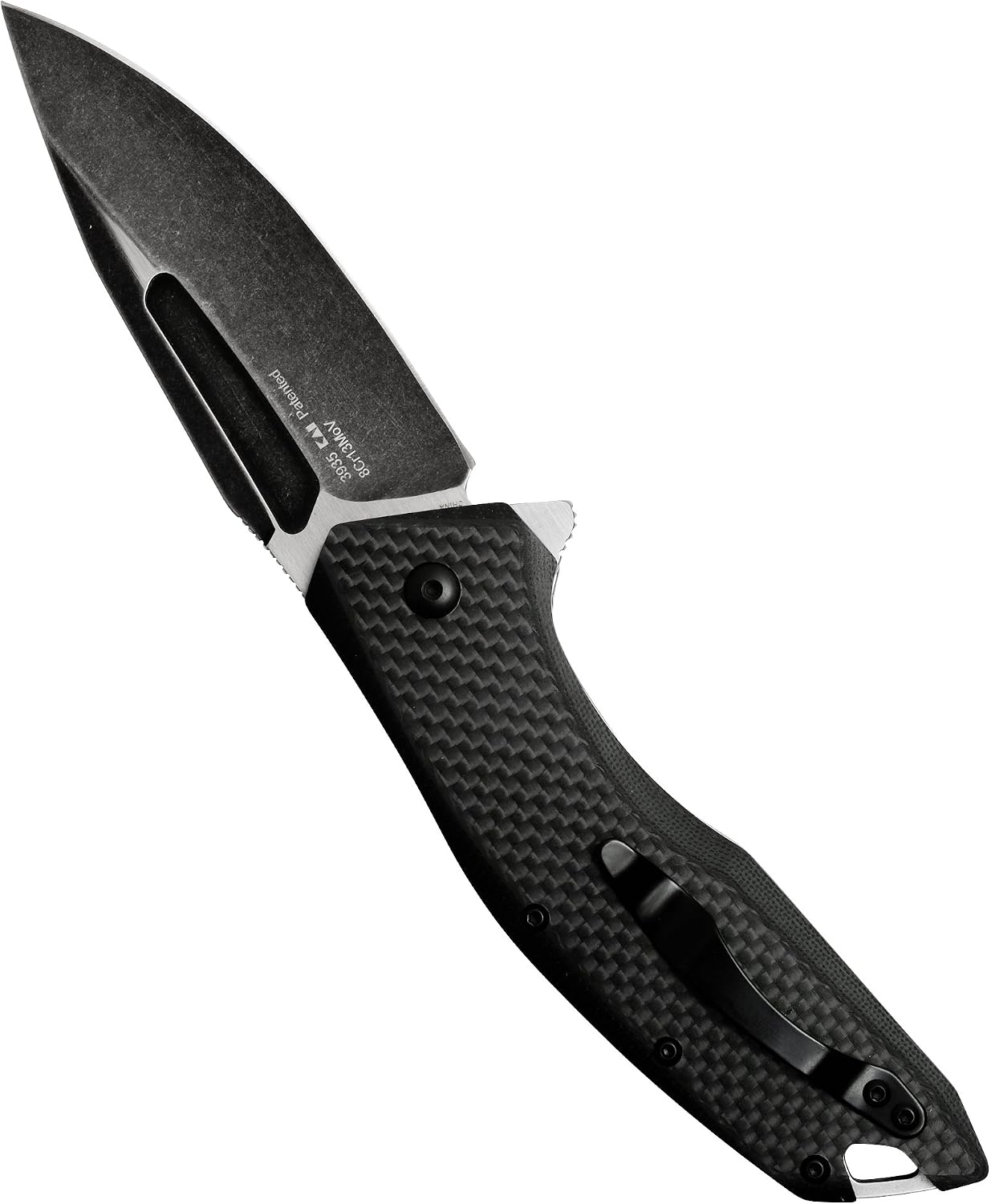 Flourish Pocket Knife, Black, 3.5 Inch Drop Point Blade | EDC Knife with Assisted Opening, Reversible Pocketclip