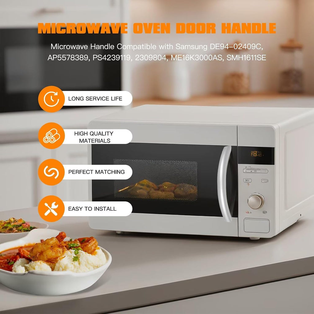 Microwave Door Handle ME16K3000AS for Samsung SMH1622S, 12.125 Inch Length