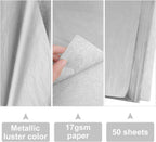50 Sheets Silver Tissue Paper Bulk 20X14 Inch Metallic Gift Wrap Paper Gift Wrapping Accessory Wrap for Wedding