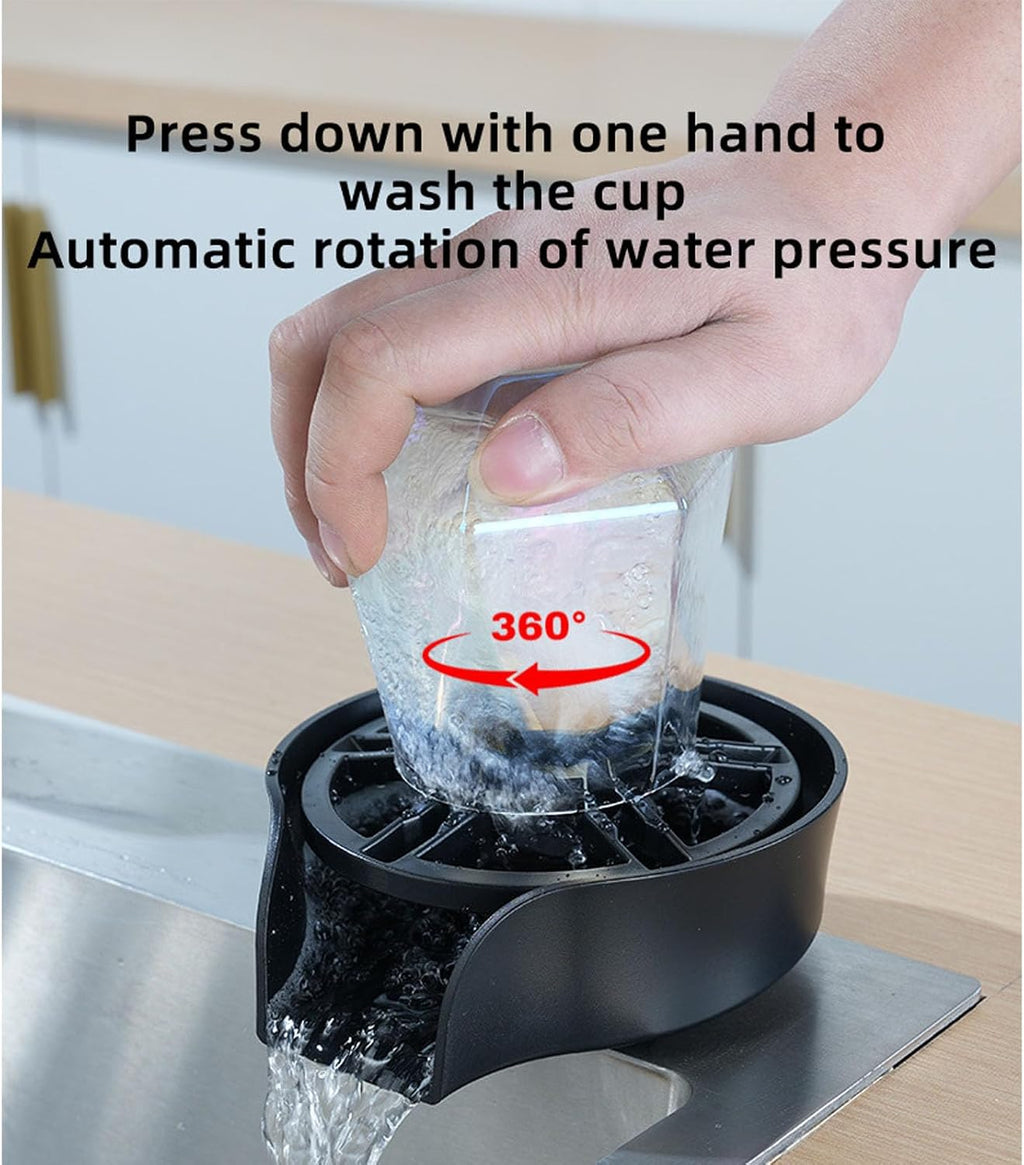 Automatic Glass Rinser for Kitchen Sink, Stainless Steel Cup Washer with G1/2 Thread, Professional - Pressure Glass