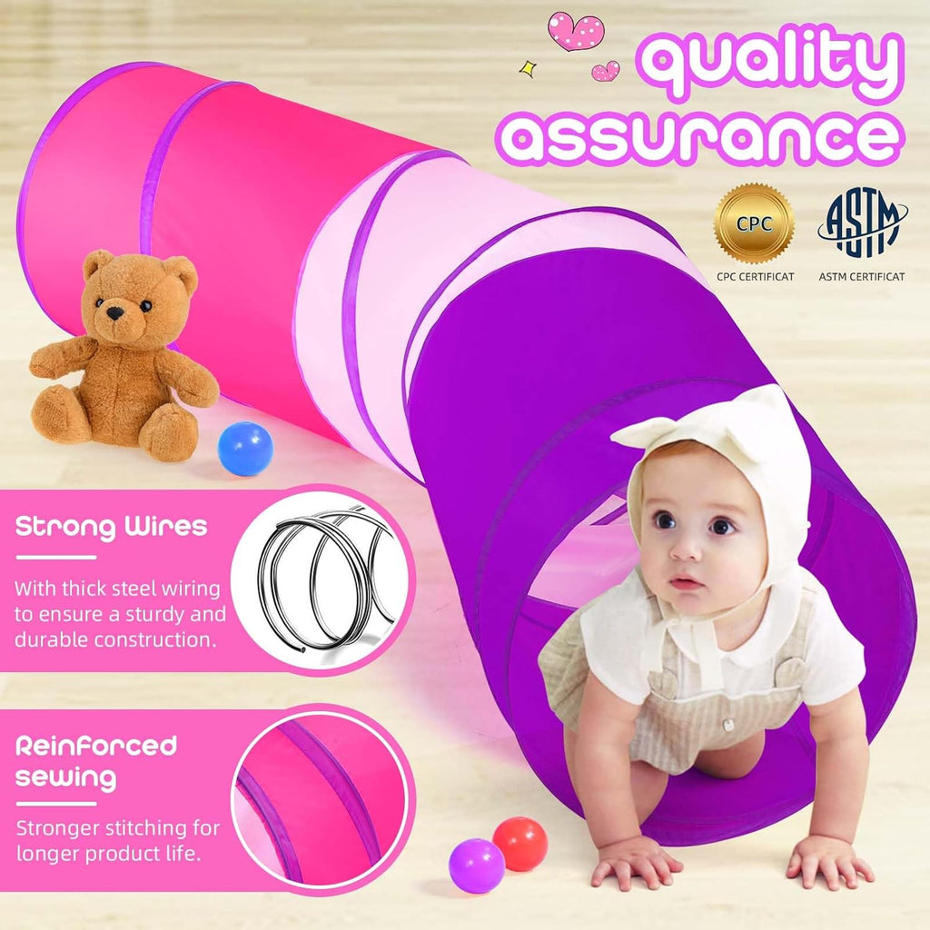 Kids Play Tunnel Tent for Toddler, 6-ft Pop Up Crawl Tunnel Toy for Baby Infant Children or Dog Cat, Collapsible Gift