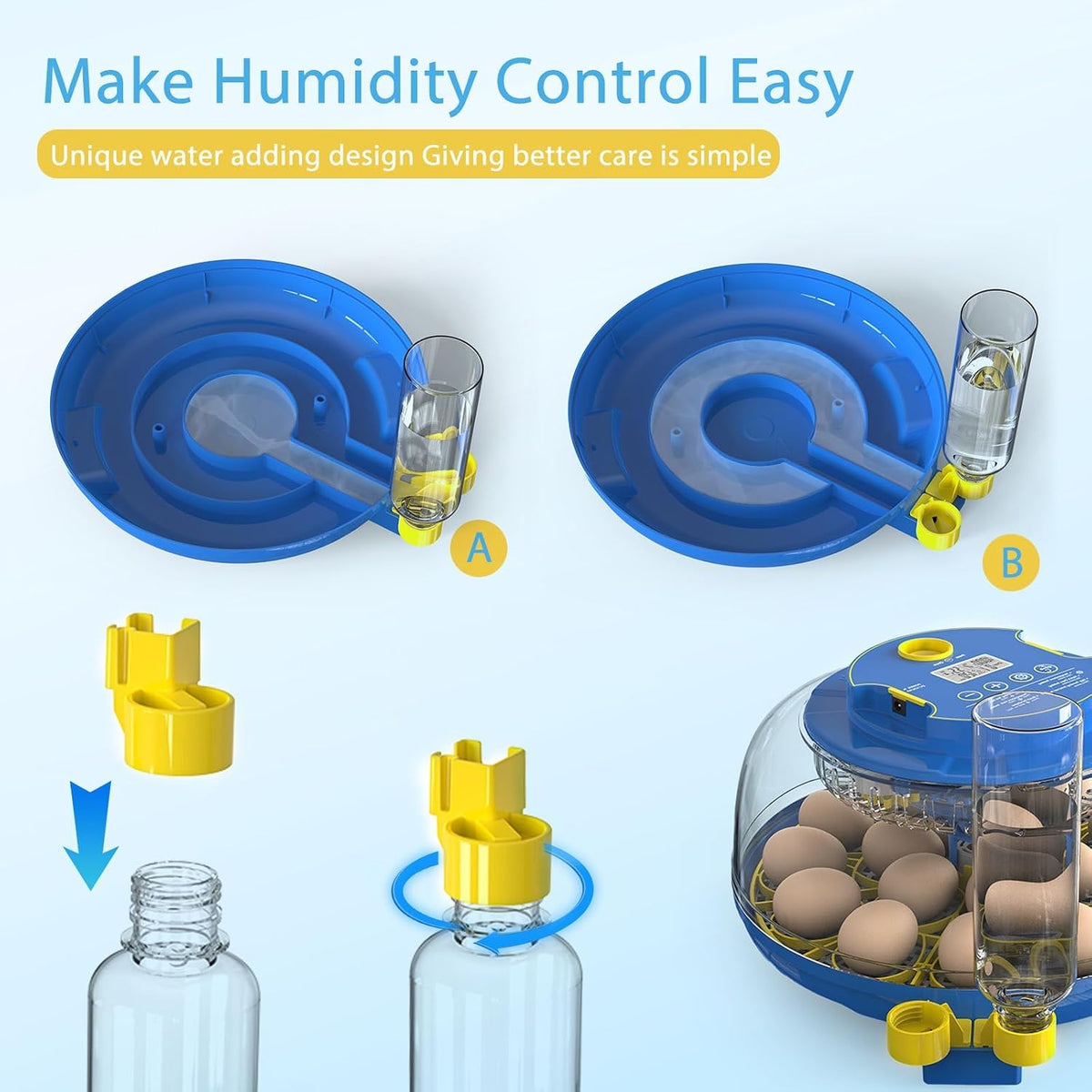 Incubators for Hatching Eggs, 18 Egg Incubator with Automatic Egg Turning and Humidity Control, 360° View Incubadora
