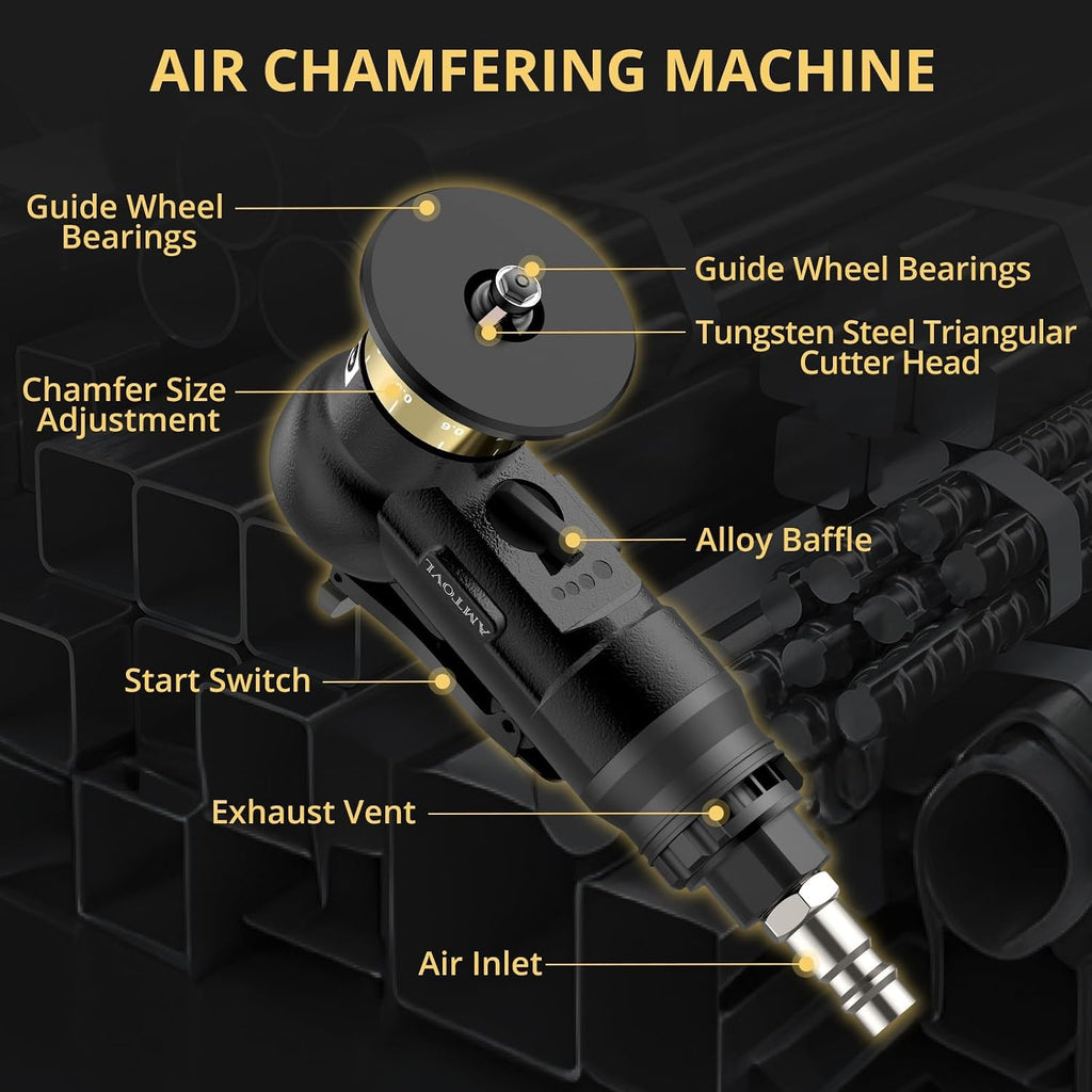 AMTOVL Pneumatic Chamfering Tool, Mini Air Chamfer Tool W/ 10C & 10R Blades