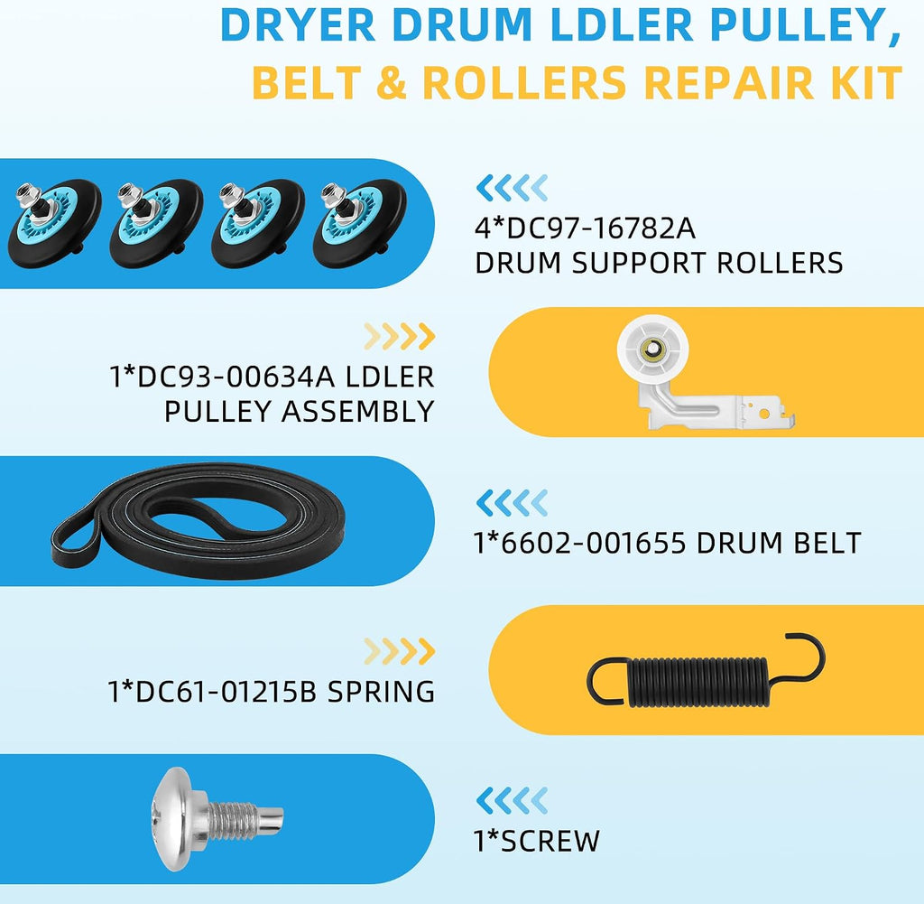 DC97-16782A DC97-16782E for Samsung Dryer Roller Replacement Kit by MIFLUS