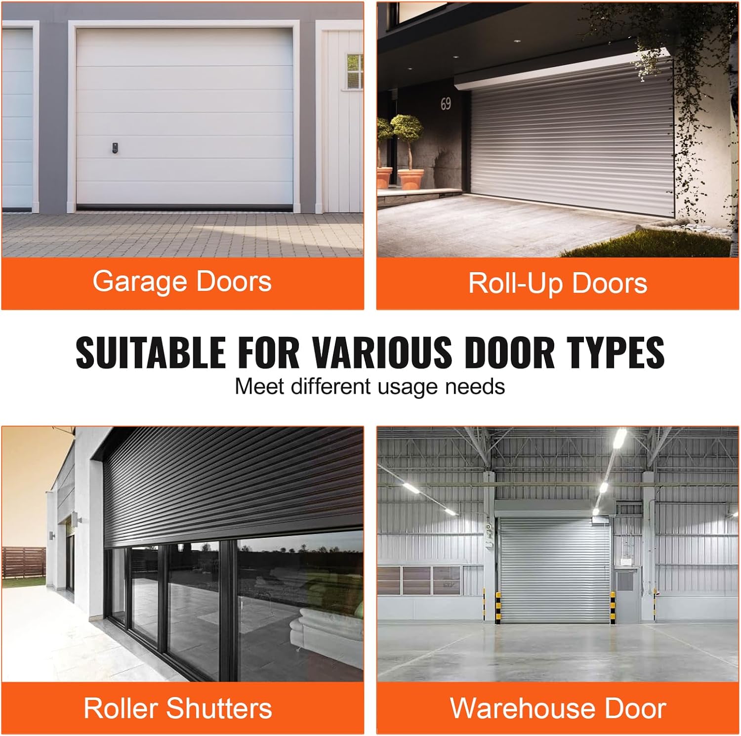 Garage Door Seals Bottom Rubber, U Shape +O Ring Combination Garage Door Weather Stripping with Pre-drilled Aluminum