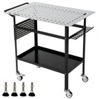 36x24in Welding Table 800LBS Mobile Workbench with 4 Wheels & Fixed Base