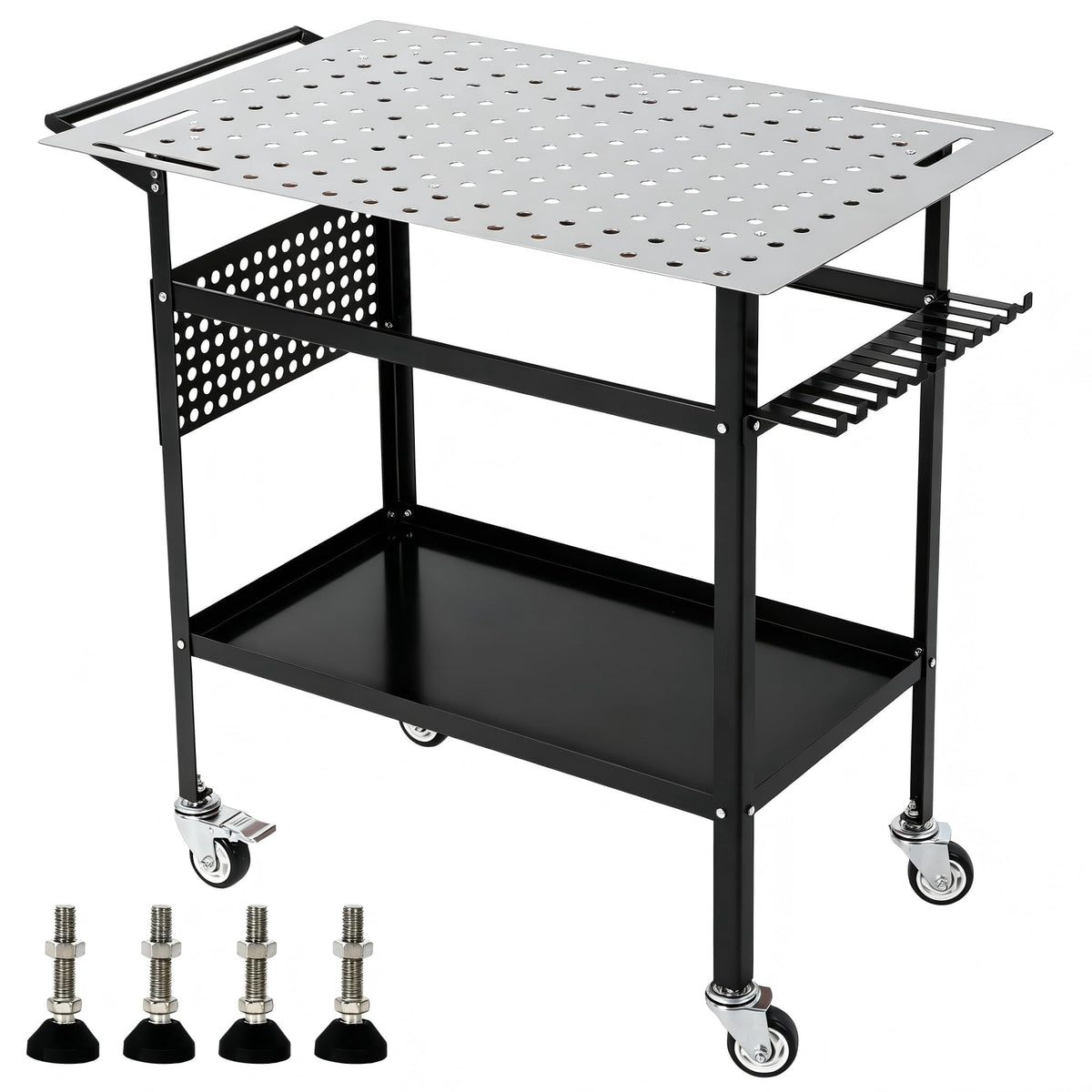 36x24in Welding Table 800LBS Mobile Workbench with 4 Wheels & Fixed Base
