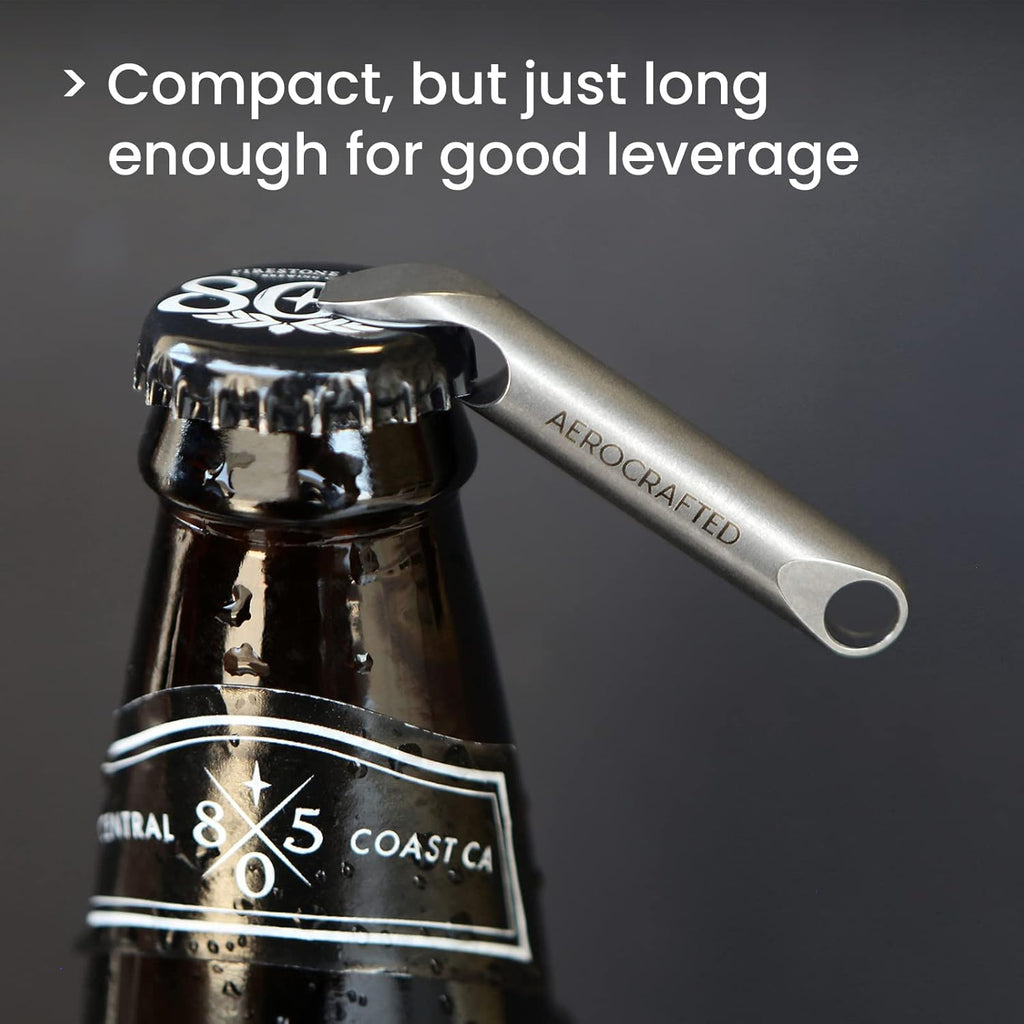 Wingman Bottle Opener - Titanium Everyday Carry, Multifunctional Beer Opener and Pry Bar Tool for Keychains, Made in