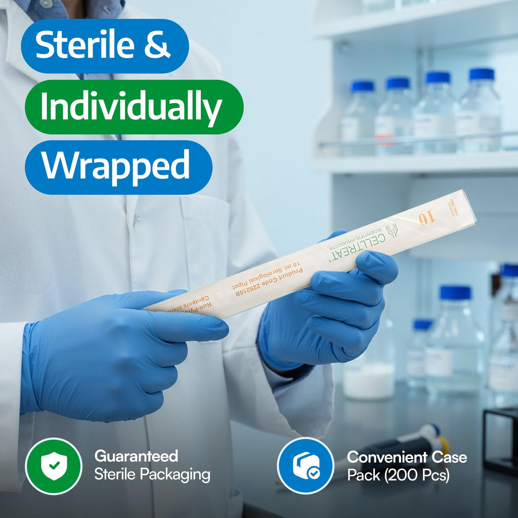 229210B Serological Pipet 10mL, Sterile Individually Wrapped 200
