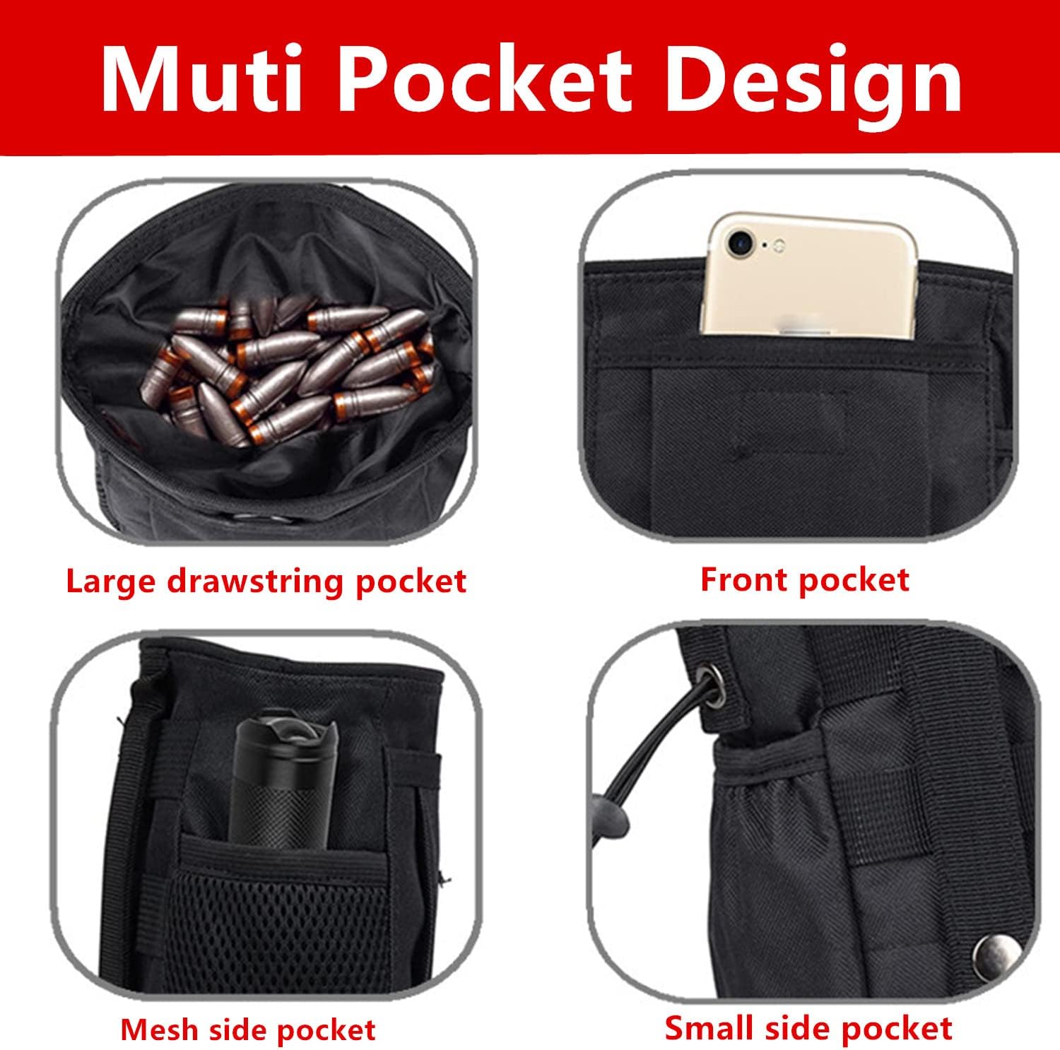 Rock Climbing Chalk Bag, goldhik Bouldering Chalk Bags with Quick-Clip Belt and 3 Pockets, Great Equipment for Rock