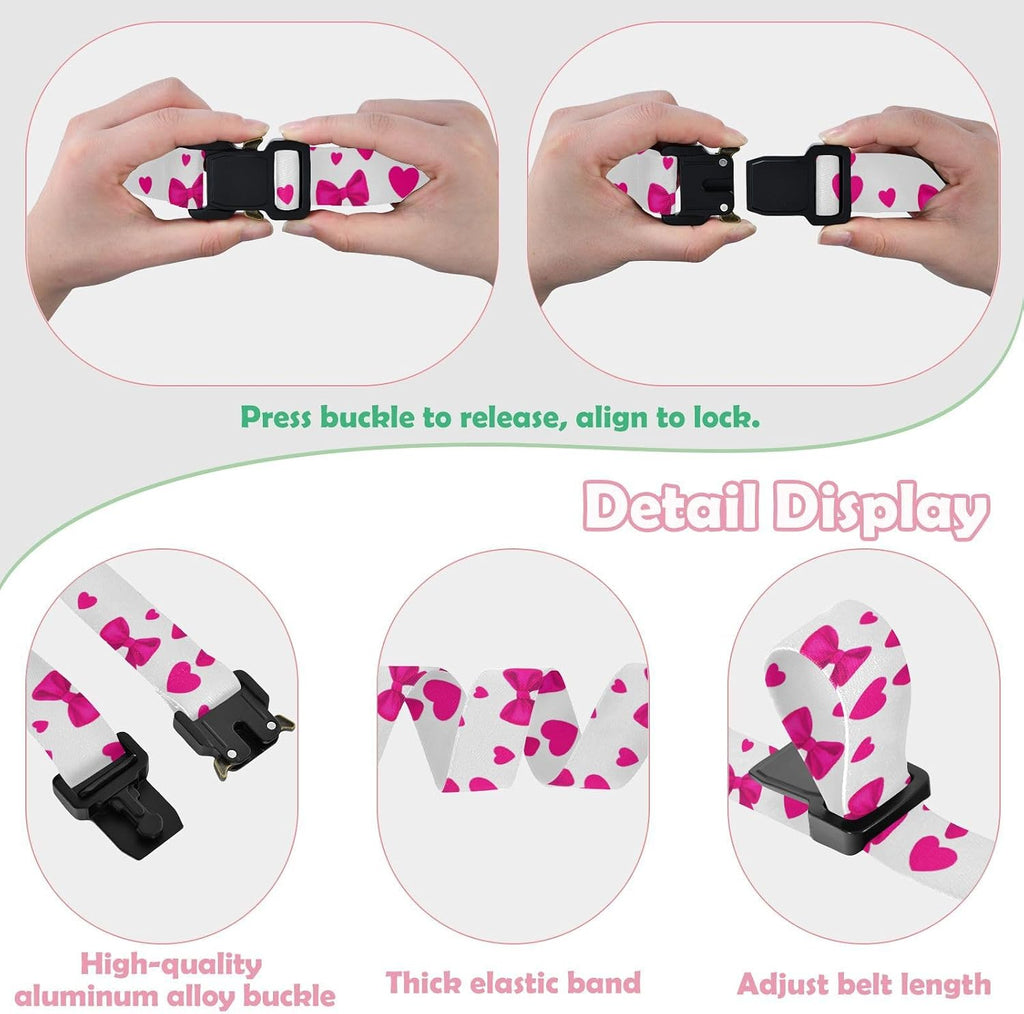 Bow Tie Adjustable Kids Elastic Belts, Girls Boys Stretch Waist Belt with Aluminum Alloy Buckle