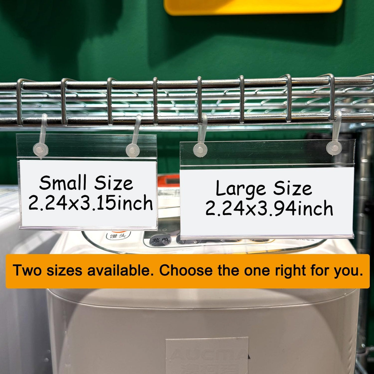Plastic Shelf Labels, 60pcs Label Holders with 120pcs Snap Lock Hanging Loops and 60pcs Matched Paper Inserts for