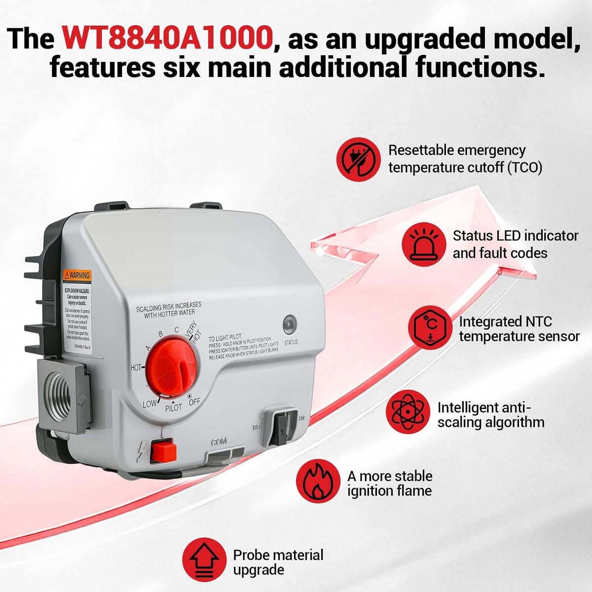 WT8840A1000 Upgraded Water Heater Gas Standing Pilot Control Valve(OEM)