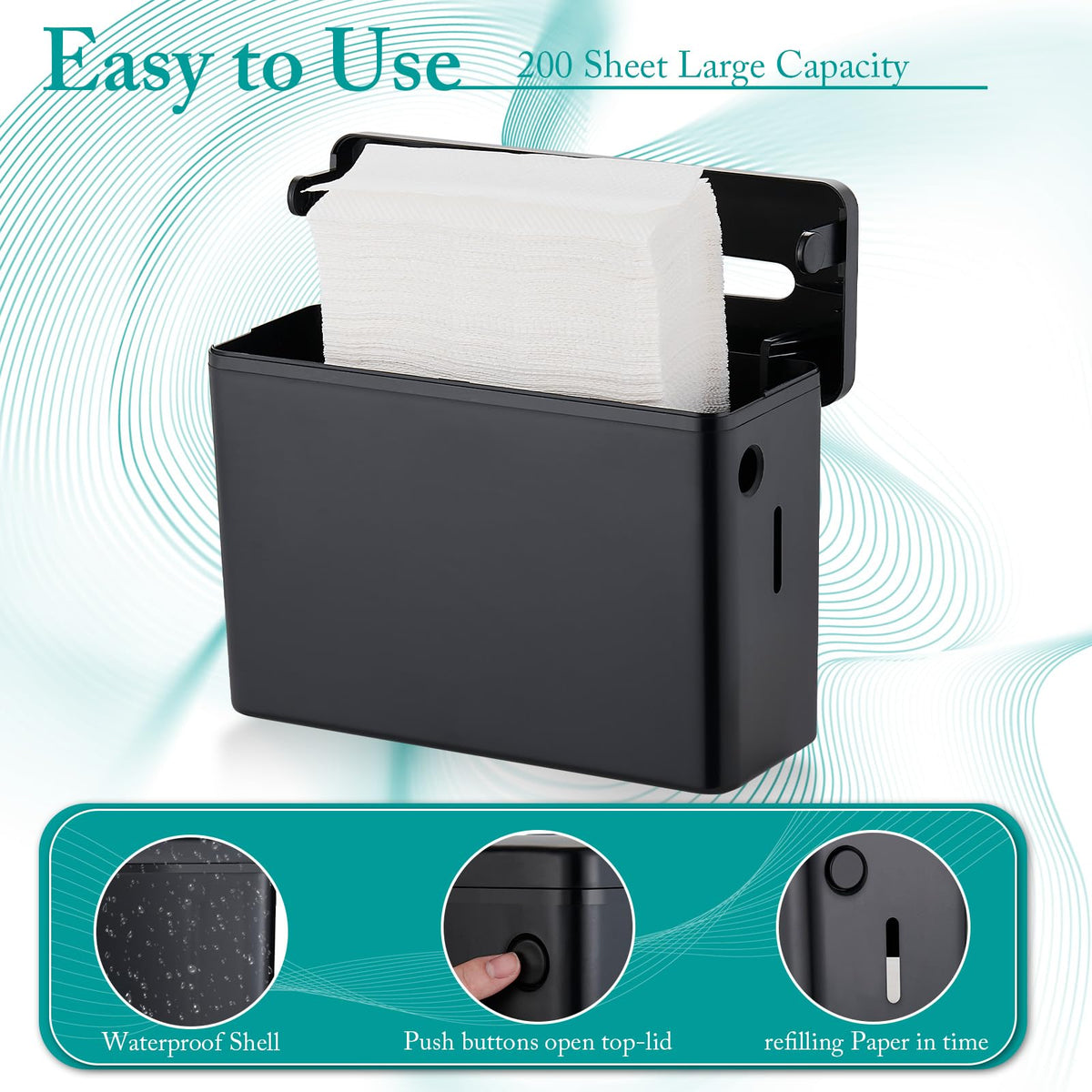 Paper Towel Dispenser Countertop,Non-Slip Base,Black-S