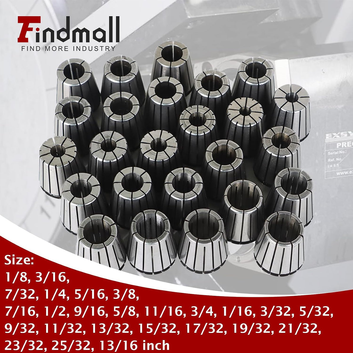 findmall ER32 1/16-13/16 Inch Collet Set 25Pcs