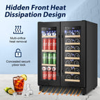 24" Dual Zone Wine and Beverage Refrigerator Quiet Black