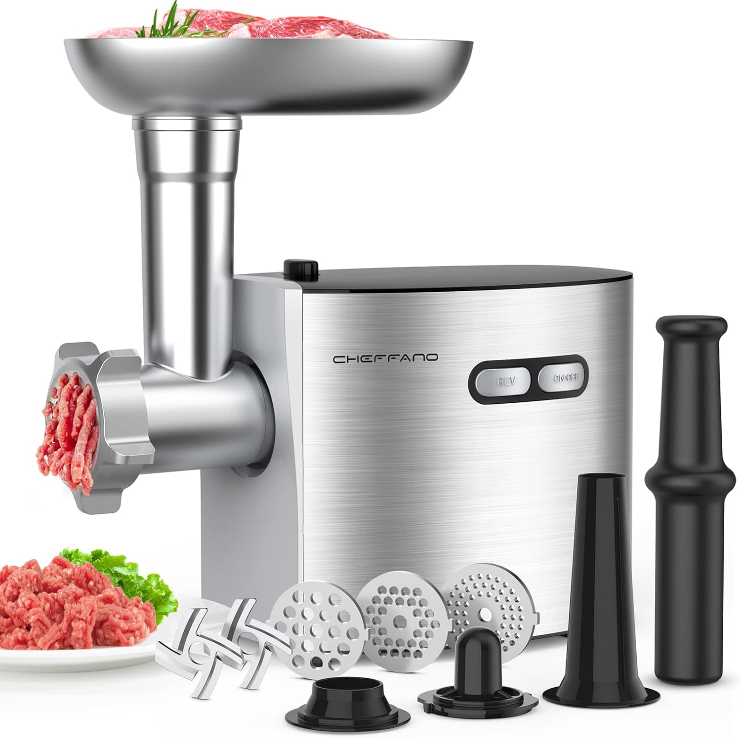 Meat Grinder, 2800W Max Meat Grinder Electric, ETL Approved Heavy Duty Meat Mincer Machine with 2 Blades, 3 Plates
