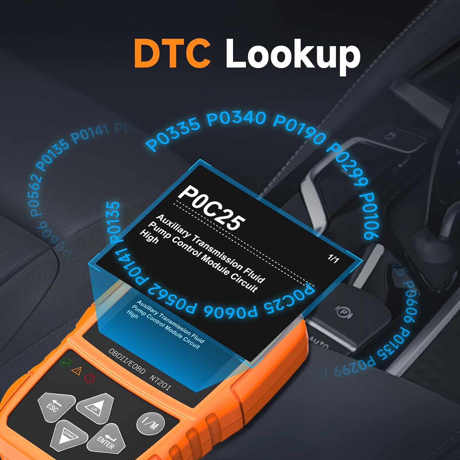 NT201 OBD2 Scanner Code Reader for Cars and Trucks - Reset Check Engine Light, Read and Clear Fault Codes, Live Data