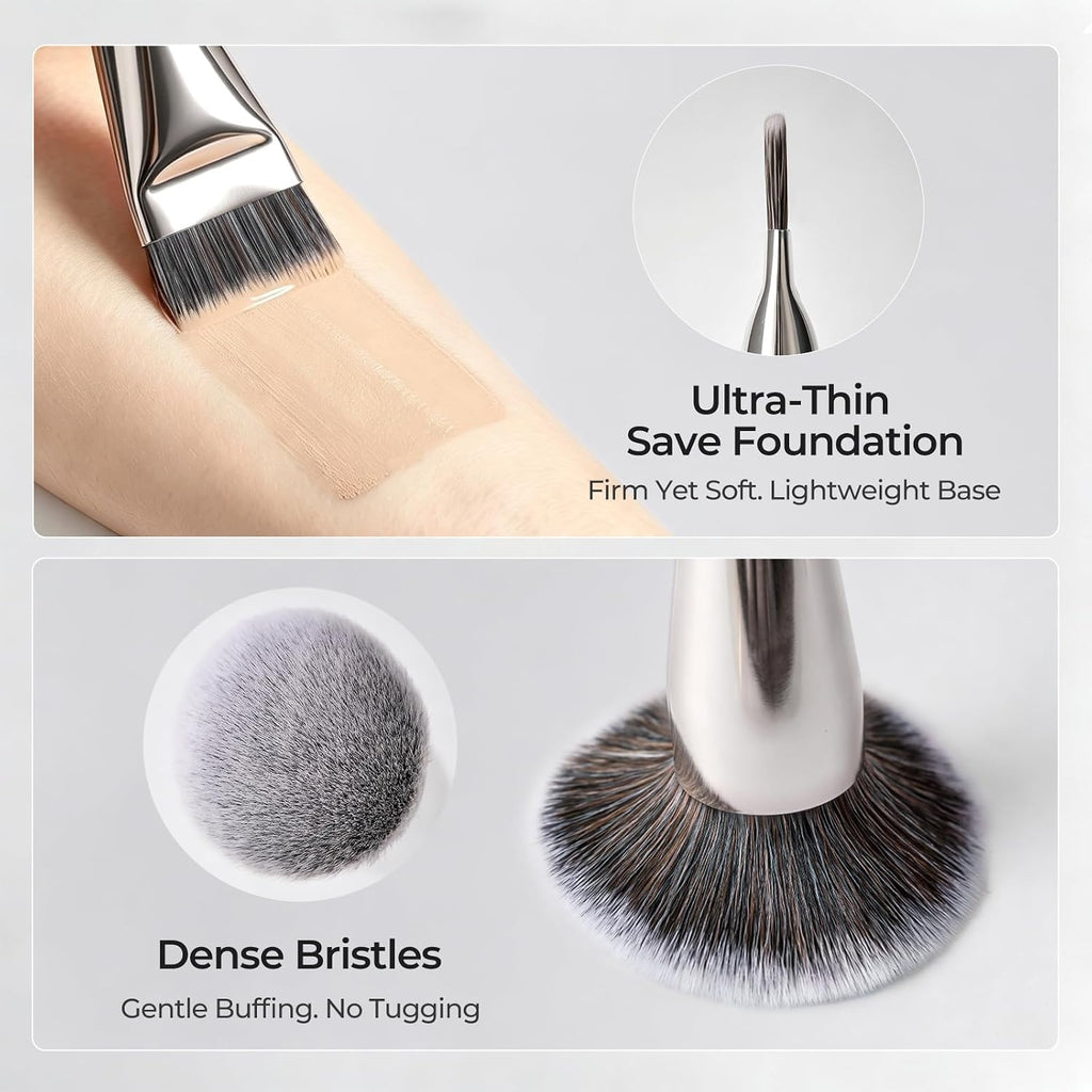 Foundation Brush for Liquid Makeup, Flat+Dome Dual Makeup Brush